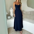 thumbnail image 1 of Ayolanni V-Neck Sun Dresses Women Full-Length Blue Sleeveless Solid Vacation Dresses Dresses for Girls M, 1 of 4