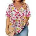 thumbnail image 1 of Ayolanni V-Neck Women's Tops Usa Made Short Sleeve Plus Size Floral Print T-Shirts Shirts for Ladies 2x, 1 of 6