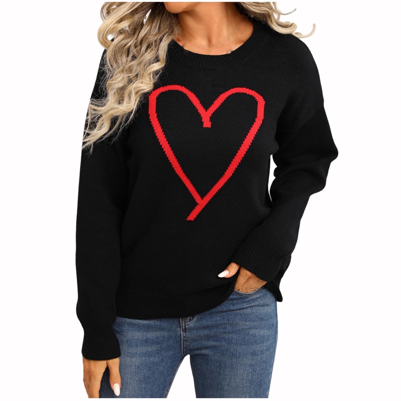 Ayolanni Valentines Day Women #39 s Sweaters Long Sleeve Black Loose Fit Ayolanni Valentines Day Women #39 s Sweaters Long Sleeve Black Loose Fit