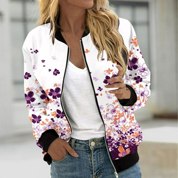 Ayolanni Varsity Women's Jackets To Wear Zip Up Pink Graphic Bomber Long Sleeve Jackets Girl Jackets