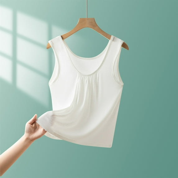 Ayolanni White Blouses for Women 5 V-Neck Modal Solid Tank Tops Plus Size Ladies Blouses on L