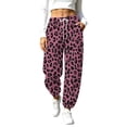 thumbnail image 1 of Ayolanni Women Jogger Sweatpants Sports Pink Barrel Sweatpants Drawstring Leopard Print Low Rise Pants with Pockets, 1 of 9