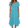 thumbnail image 1 of Ayolanni Women Summer Dresses Polka Dots Short Sleeve Crew Neck A-Line Maxi Dress Holiday Asymmetrical Hem Flowy Elegant Long Dress with Pockets Blue L, 1 of 6