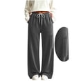 thumbnail image 1 of Ayolanni Women Wide Leg Sweatpants Dark Gray Baggy Low Rise Sweatpants Long Athletic Drawstring Pants with Pockets, 1 of 8
