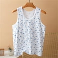 thumbnail image 1 of Ayolanni Women's Blouses Cotton Blue Floral Print Round Neck Tank Tops Girls Shirts L, 1 of 3