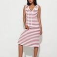 thumbnail image 1 of Ayolanni Women's Casual Dresses Striped V-Neck Pink Sleeveless Midi Dresses Summer Dresses for Teen Girls 2x, 1 of 8