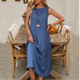 thumbnail image 1 of Ayolanni Women's Dresses Blue V-Neck Sleeveless Solid Maxi Dresses Summer Dresses for Teen Girls L, 1 of 8