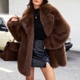 thumbnail image 1 of Ayolanni Women's Faux Fur Coat Lapel Open Front Long Sleeve Jackets Winter Fuzzy Warm Outerwear with Pockets Coffee XXL, 1 of 9