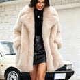 thumbnail image 1 of Ayolanni Women's Faux Fur Coat Long Sleeve Lapel Open Front Jackets Warm Winter Fuzzy Outerwear with Pockets Beige L, 1 of 7