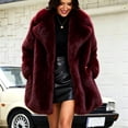 thumbnail image 1 of Ayolanni Women's Faux Fur Coat Open Front Lapel Long Sleeve Jackets Fuzzy Warm Winter Outerwear with Pockets Wine XL, 1 of 6