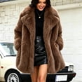 thumbnail image 1 of Ayolanni Women's Faux Fur Coat Open Front Long Sleeve Lapel Jackets Winter Warm Fuzzy Outerwear with Pockets Khaki L, 1 of 7