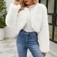 thumbnail image 1 of Ayolanni Women's Faux Fur Coat Winter Long Sleeve Warm Jackets Fuzzy Cropped Ladies Outerwear White M, 1 of 6
