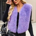 thumbnail image 1 of Ayolanni Women's Faux Fur Vest Solid Sleeveless Open Front Jackets Cropped Warm Winter Outerwear with Pockets Purple XXXL, 1 of 5