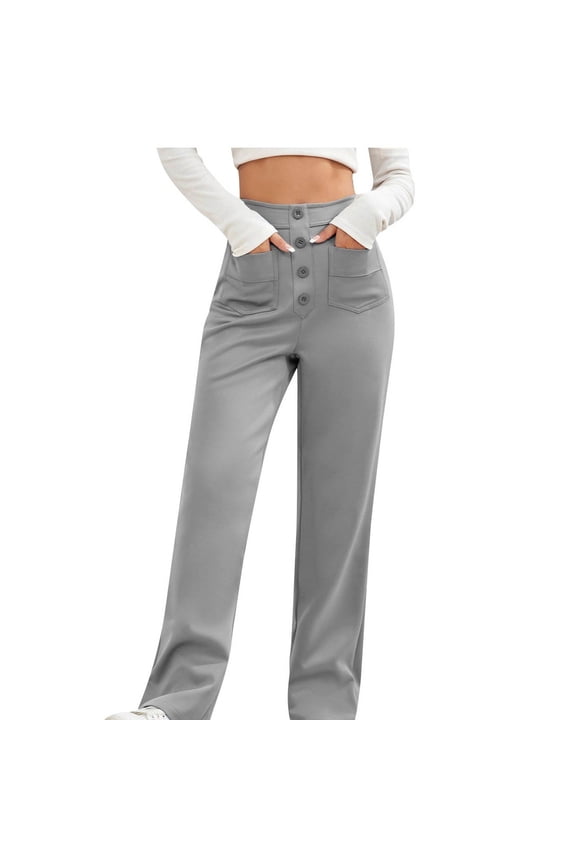 Women's Pants on Gray Slim-Leg Elastic Solid Slacks Pants for Women Jeans XXL
