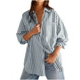 thumbnail image 1 of Ayolanni Women's Shirts Casual under 10 Baggy Striped Long Sleeve Gray Button-Up Shirts Shirts for Teens S, 1 of 8