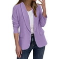 thumbnail image 1 of Ayolanni Womens Blazer Work Casual Purple Open Front Fitted Light Collared Pockets Long Sleeve Clothes Womens Jacket XXL, 1 of 8