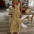thumbnail image 1 of Ayolanni Womens Dresses Plus Size V-Neck Gold Vacation Sleeveless Shiny Maxi Dresses Dresses for Young Adult Girls L, 1 of 5