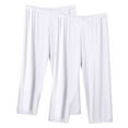 thumbnail image 1 of Ayolanni Womens Pants Petite White Loose Solid 2 Pcs Elastic Band Pants Womens Sweatpants XXXXL, 1 of 2