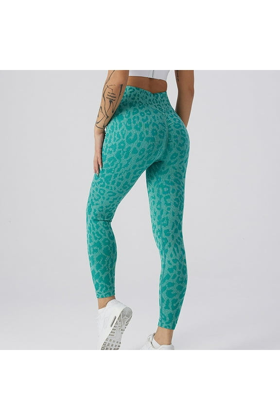 Womens Pants Plus Size Green Jegging Slim-Leg Yoga Leopard Print Leggings Sweatpants Women L