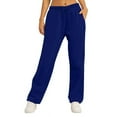 thumbnail image 1 of Ayolanni Womens Pants Plus Size Loose Dark Blue Drawstring High Rise Solid Athletic Pants Women's Pants Jeans S, 1 of 5