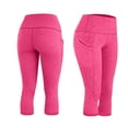 thumbnail image 1 of Ayolanni Womens Pants Solid Print Yoga Legging Straight Leg Pants High Waist Tummy Control Pink Capris Pants with Pockets S, 1 of 7