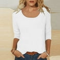 thumbnail image 1 of Ayolanni Womens Shirts Plus Size 3/4 Sleeve White Solid Blouses Ladies T Shirts L, 1 of 9