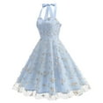 thumbnail image 1 of Ayolanni Womens Summer Dresses V-Neck Knee-Length Blue Ball Gown Embroidery Sleeveless Dresses Dresses for Girls L, 1 of 9
