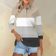 thumbnail image 1 of Ayolanni Womens Tops Trendy Long Sleeve Yellow Striped Pullover Collared Polos Womens Blouses M, 1 of 5