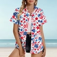 thumbnail image 1 of Ayolanni Womens Tops Trendy Short Sleeve Red The Fourth of July Button-Up Shirts Ladies Tops and Blouses L, 1 of 5