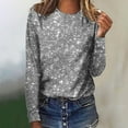 thumbnail image 1 of Ayolanni Womens Tops for Work Long Sleeve Gray Pullover Sequin Crew Neck Blouses Women's Shirt L, 1 of 4