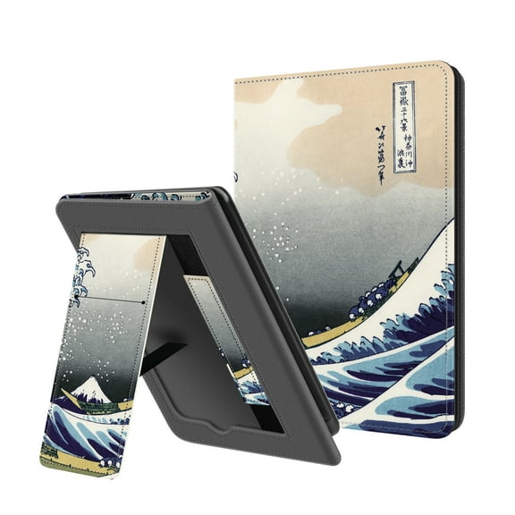 Ayotu Folding Case for All-New Kindle 10th Gen 2019 Release, with Auto Wake/Sleep, Lightweight Leather Hands-Free Stand Cover with Hand Strap (Not Fit Kindle Paperwhite), Kanagawa