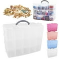 thumbnail image 1 of Ayprnig 3-Tier Stackable Bead Organizer with Dividers - 30 Compartments Plastic Storage Box for Washi Tape, Pieces, Rock Collection & Sewing Threads - Portable Craft Case with Handle Clear, 1 of 9