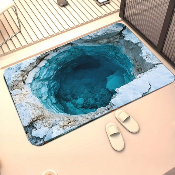 Ayprnig 3D Optical Illusion Rug, Pond And Ocean Style, for Bedroom Printted Mat Pond and Sea Animal Underwater Carpet for Bedroom Living Room Decor 23.6*15.7 Inch