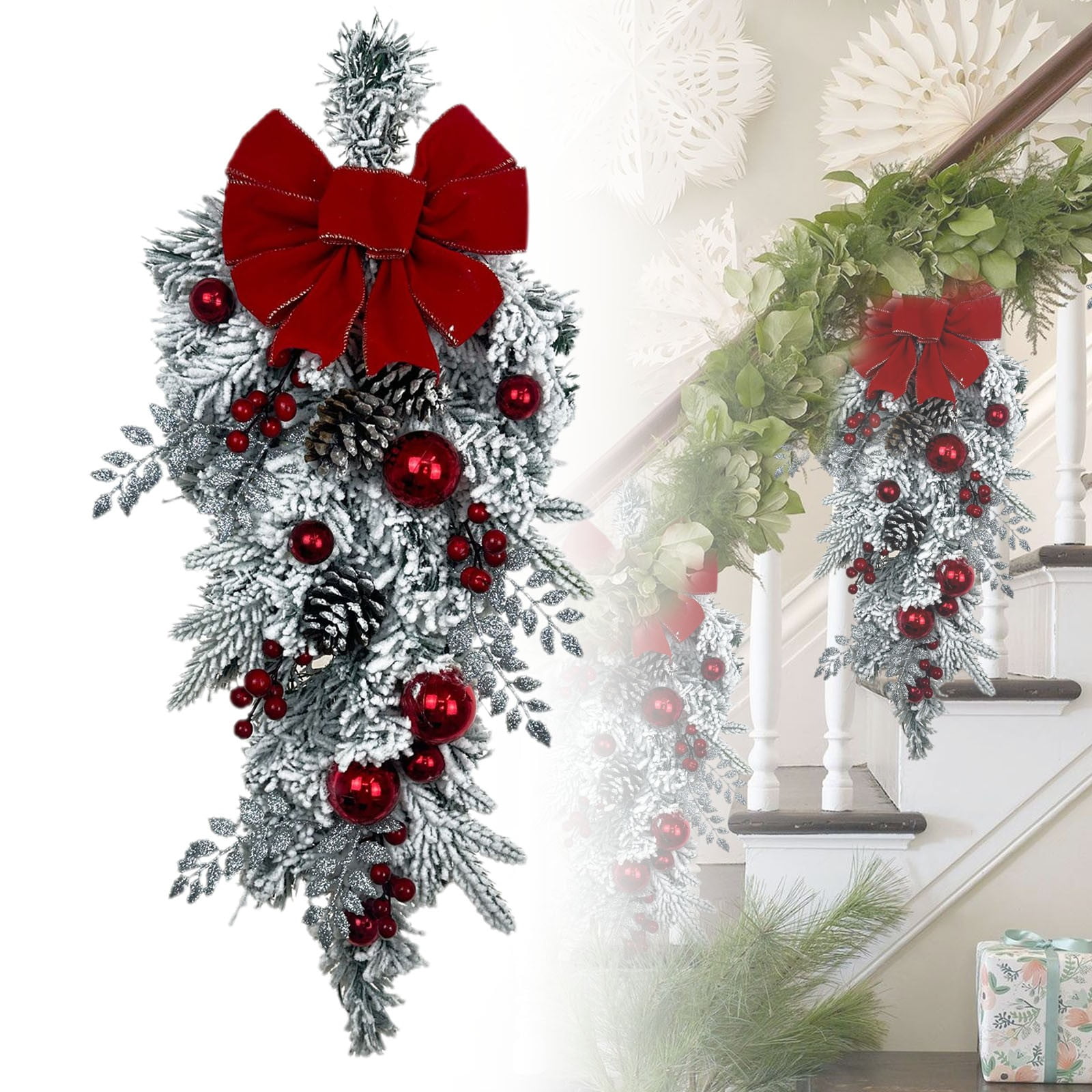 Ayprnig Christmas Front Door Decorations Christmas Swags For Front Door