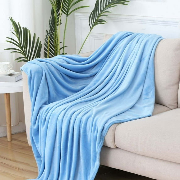 Ayprnig Comfortable Fleece Throw Blanket for Couch Sofa, Soft Warm Fuzzy Cozy Blankets, Plush Microfiber Flannel Blanket Suitable for All Seasons, for Living Room, Bedroom Sky Blue 59*78 Inch
