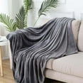 thumbnail image 1 of Ayprnig Comfortable Fleece Throw Blanket for Couch Sofa, Soft Warm Fuzzy Cozy Blankets, Plush Microfiber Flannel Blanket Suitable for All Seasons, for Living Room, Bedroom Dark Gray 78*90 Inch, 1 of 9