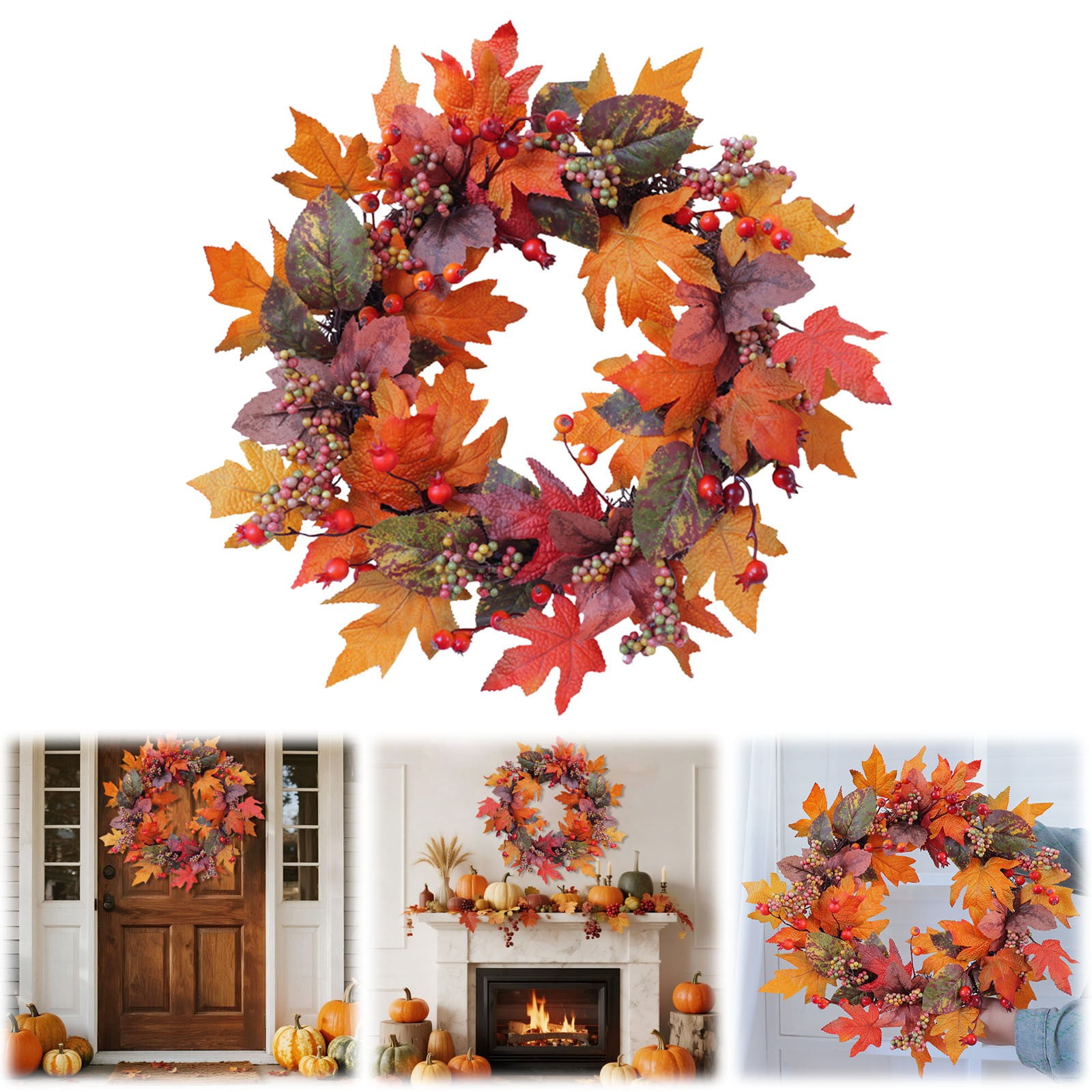 Ayprnig Fall Wreaths For Front Door Fall Decor For Home Halloween ...