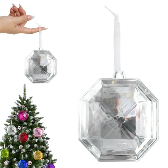 Ayprnig Gem Ornaments Jewel Tone Christmas Ornaments Glitter Christmas Ornaments Plastic Simulation Gemstone Pendants For Christmas Tree, Colorful And Shiny Christmas Pendants Jewel Ornaments Silver