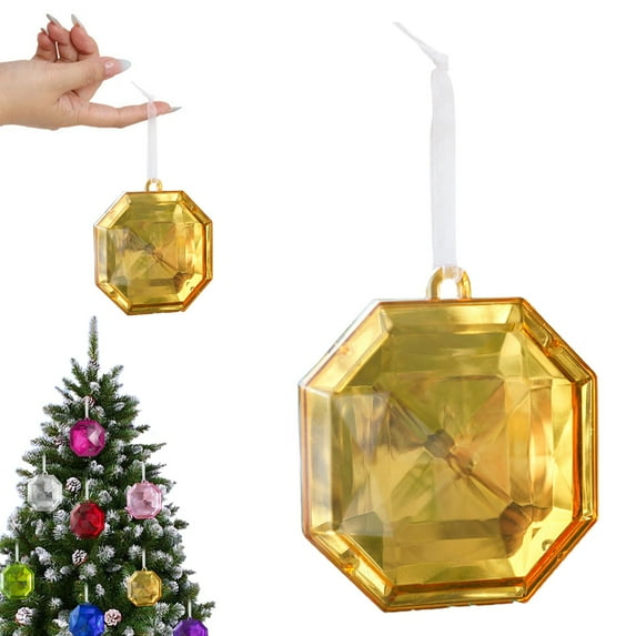 Ayprnig Glitter Christmas Ornaments Christmas Tree Decorations Diamond Christmas Ornaments Colorful And Shiny Simulation Gemstone Pendants For Christmas Tree Crystal Christmas Ornaments Yellow