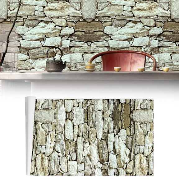 Ayprnig Grey Brick Wallpaper Peel And Stick Self Adhesive Removable Waterproof Wall Covering Contact Paper for Living Room Bedroom Office Accent Walls 17.5 In x 9.8 Ft