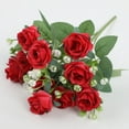 thumbnail image 1 of Ayprnig Rose Bouquets, Artificial Roses with Faux Baby's Breath Stems Leaves, Fake Roses for Valentine's Day Decorations, Wedding Bouquets, Centerpieces & Home Table Decor Red 11.8 Inch, 1 of 6