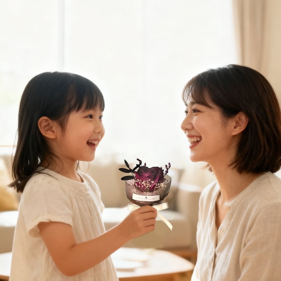 Ayprnig Small Roses Bouquet Artificial Flower - Preserved Red Rose Flowers with Love Necklace for Her - Unique Gifts Valentine's Day, Mother's Day, Thanksgiving, Birthday, Anniversary Burgundy