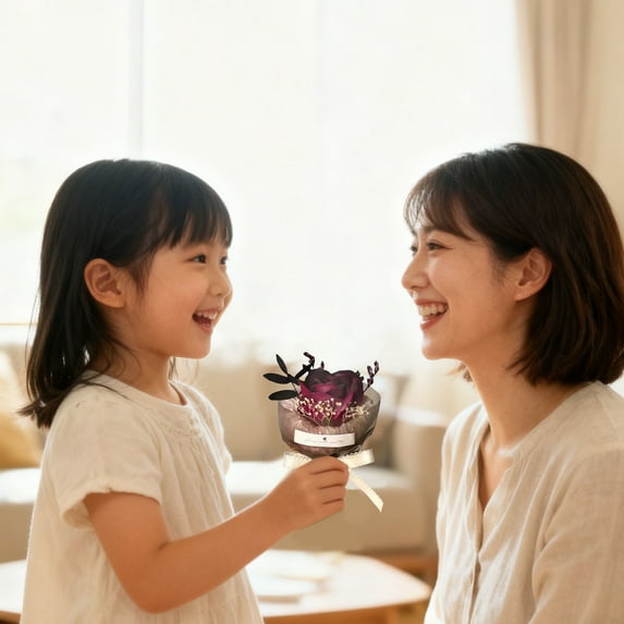 Ayprnig Small Roses Bouquet Artificial Flower - Preserved Red Rose Flowers with Love Necklace for Her - Unique Gifts Valentine's Day, Mother's Day, Thanksgiving, Birthday, Anniversary Burgundy