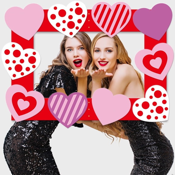 Ayprnig Valentine's Day Photo Booth Props - Large Size Valentines Photo Props Frame for Valentines Day Party Decorations Favors Supplies, Valentines Day Decorations, 27.5 x 19.7 Inch