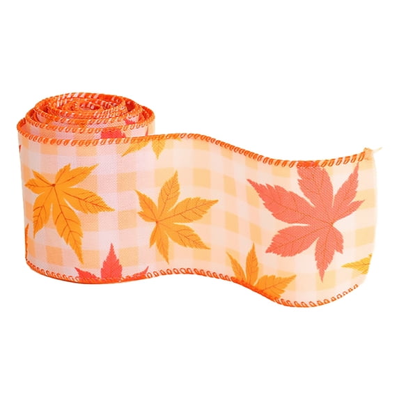 Ayprnig Wreath Ribbon, Fall Autumn Wired Edge Ribbon, Wired Ribbon Maple Leaf, Fall Ribbons For Crafts, Wrapping Crafts Ribbon, Ribbon Bulk For Autumn Decorations 2m