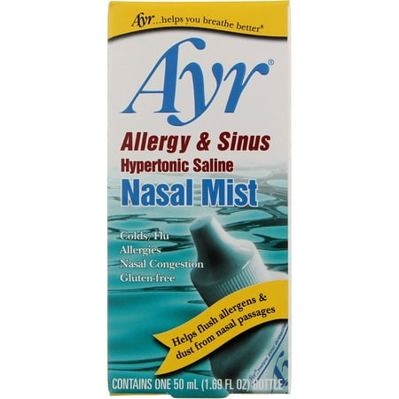Ayr Allergy & Sinus Hypertonic Saline Nasal Mist, 1.69-Ounce Spray Bottles (Pack of 4)