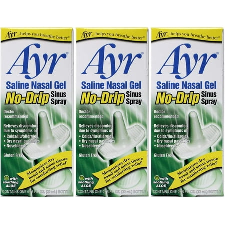 Ayr Saline Nasal Gel No-Drip Sinus Spray,0.75 Fl Oz (Pack of 3)