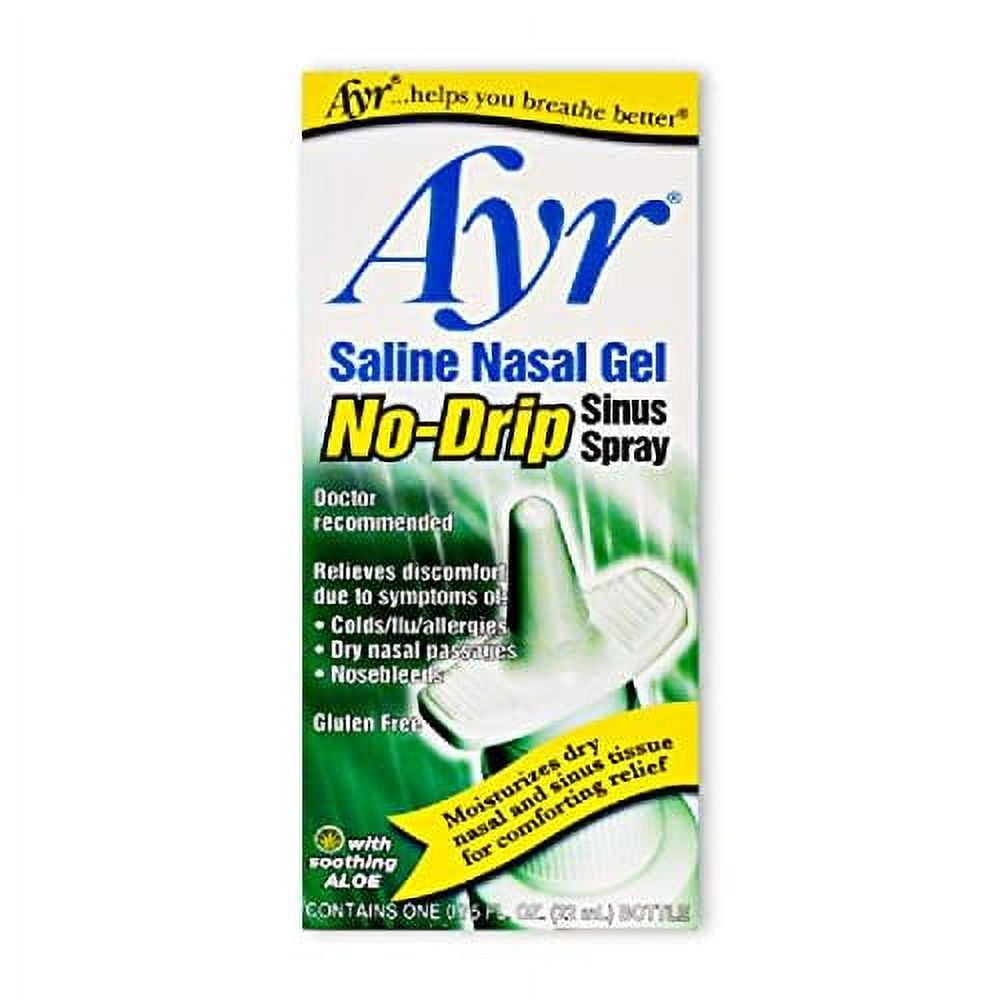 Ayr Saline Nasal Gel No-drip Sinus Spray With Soothing Aloe Vera, 0.75-Ounce Spray Bottles (Pack of 3)