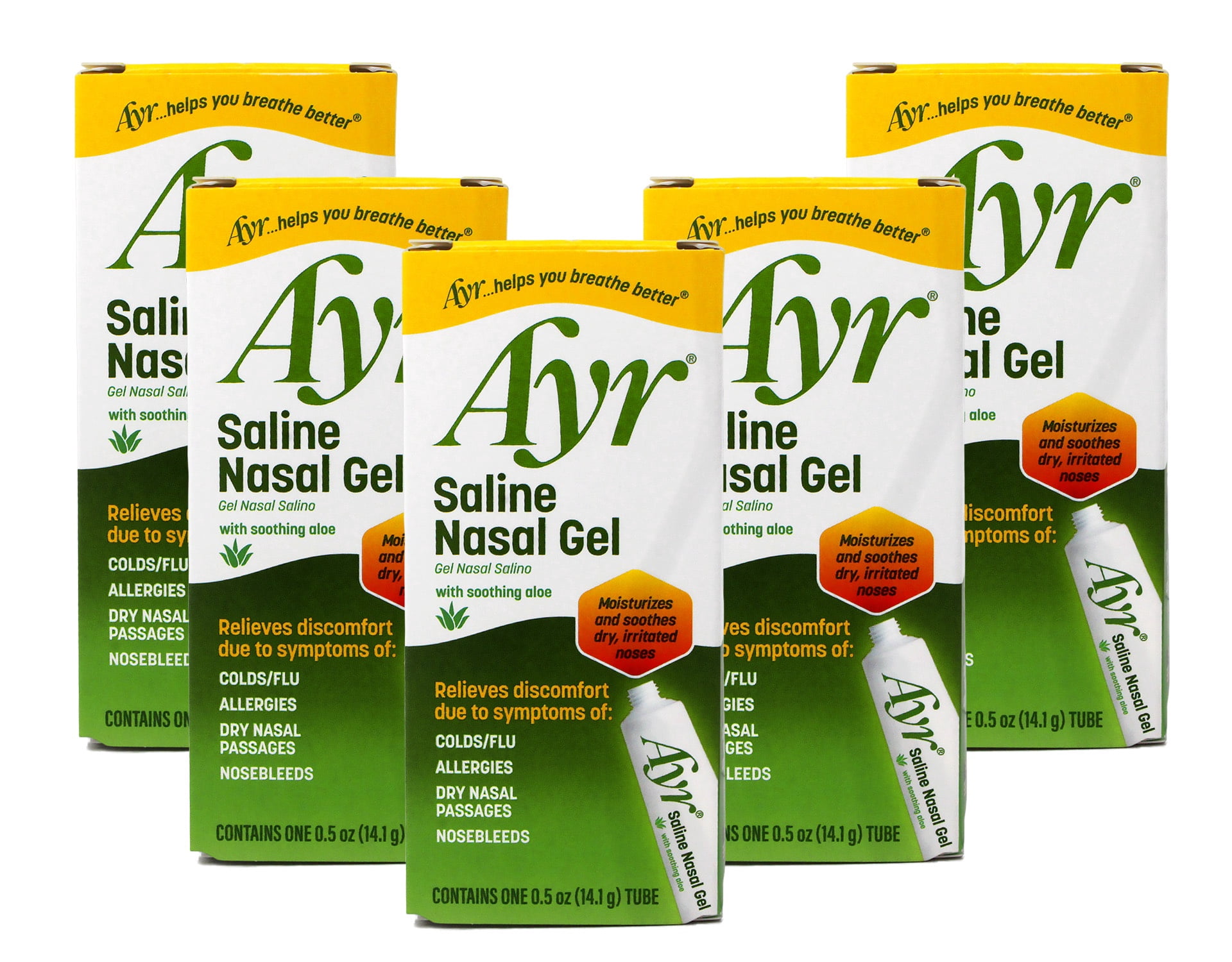 AYR Saline Nasal Gel with Soothing Aloe, 0.5 oz - 6 Pack