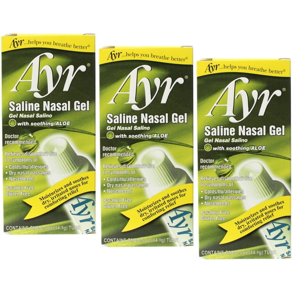Ayr Saline Nasal Gel, with Soothing Aloe, 0.5 Ounce Tube (Pack of 3)